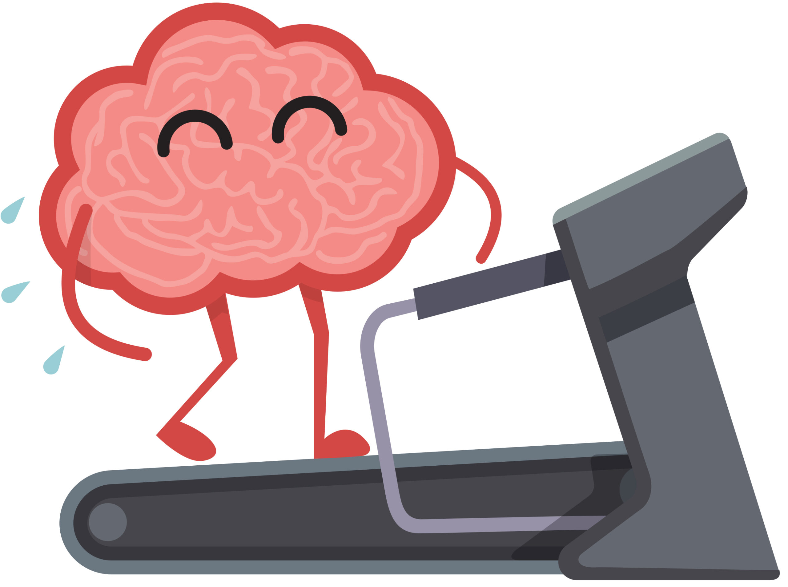 Smiley brain running on a treadmill